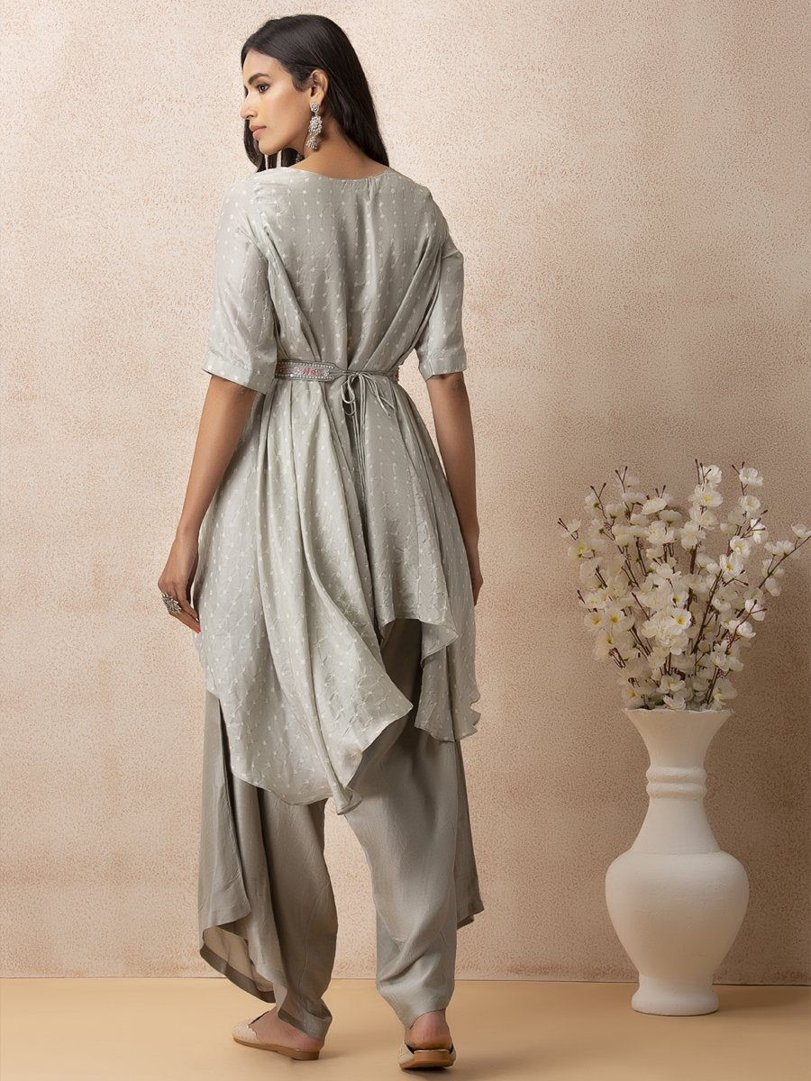 Grey Bandhani set