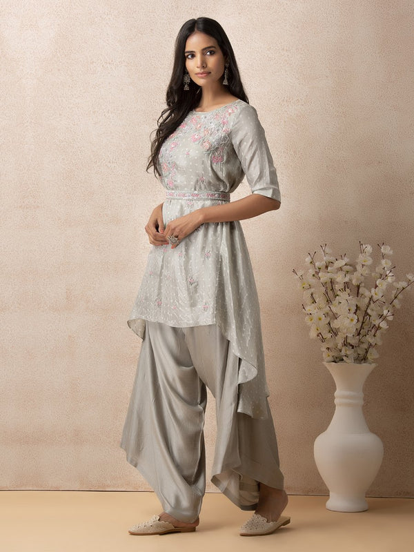 Grey Bandhani set