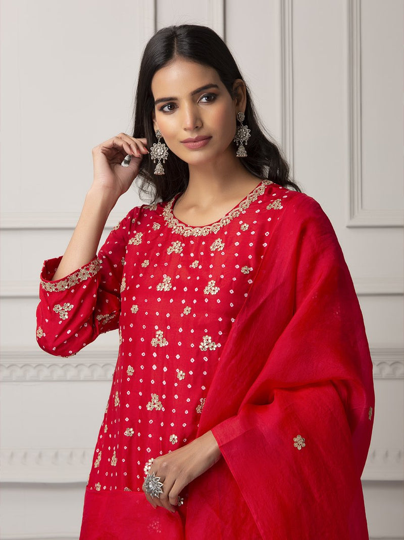 Red Bandhani sharara