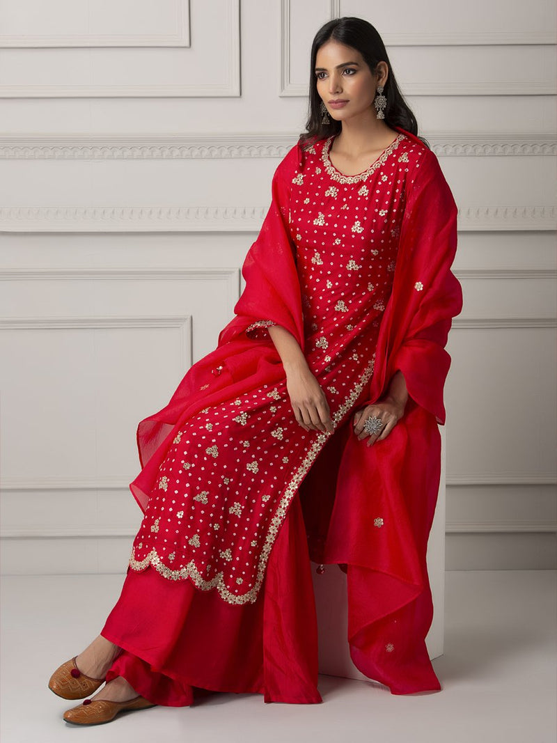 Red Bandhani sharara
