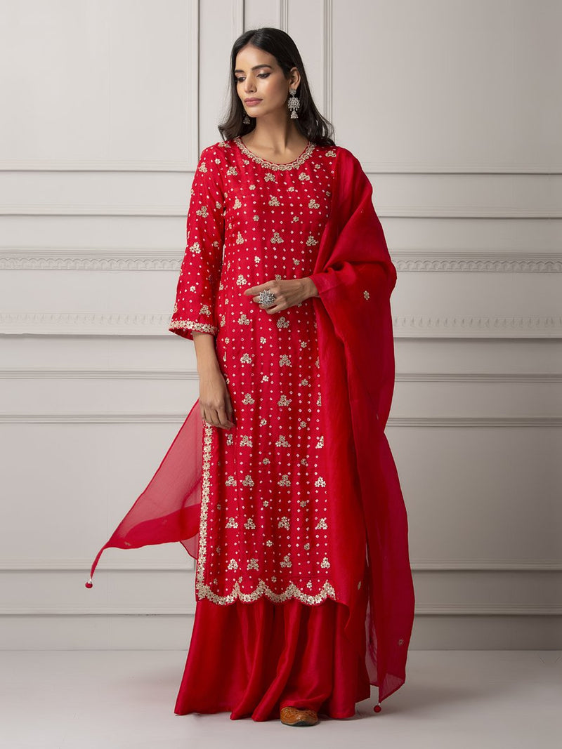 Red Bandhani sharara