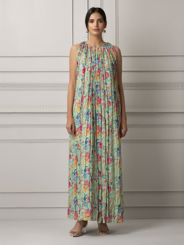 Printed gathered dress