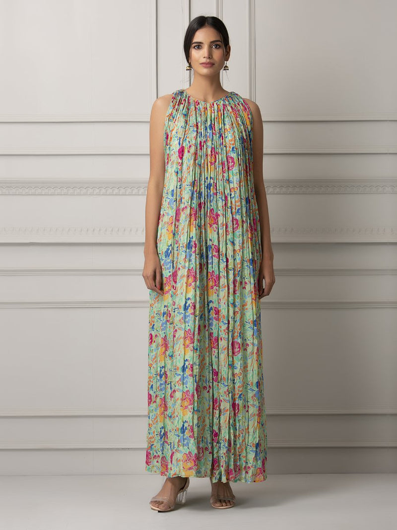 Printed gathered dress
