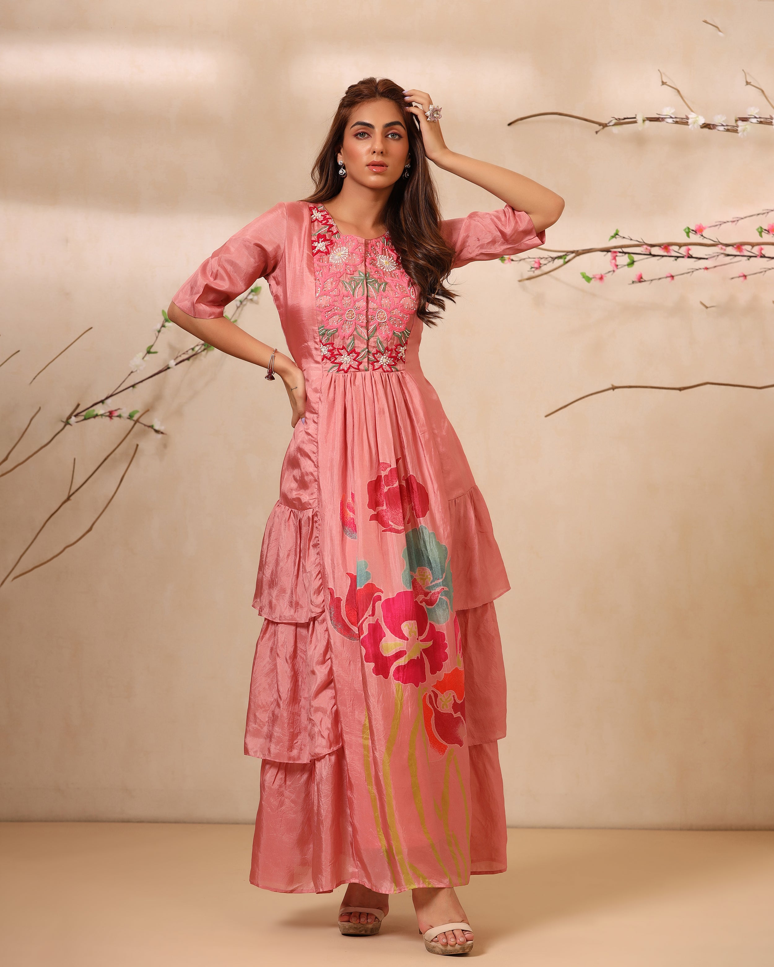 Old rose flower gown