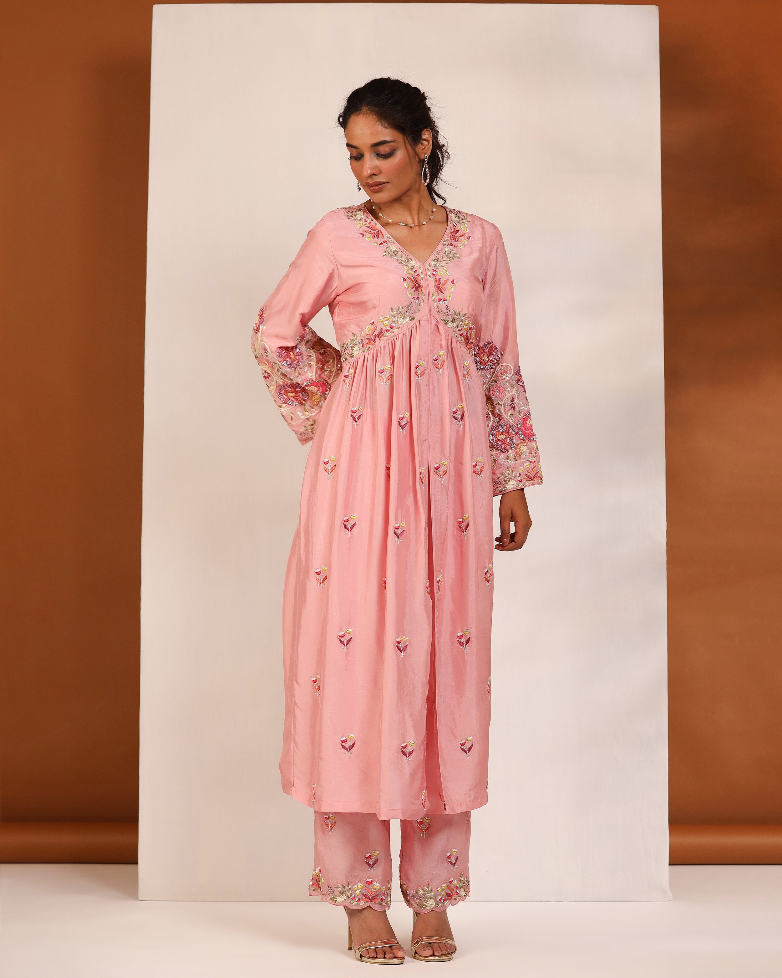 Pink zardozi suit with dupatta