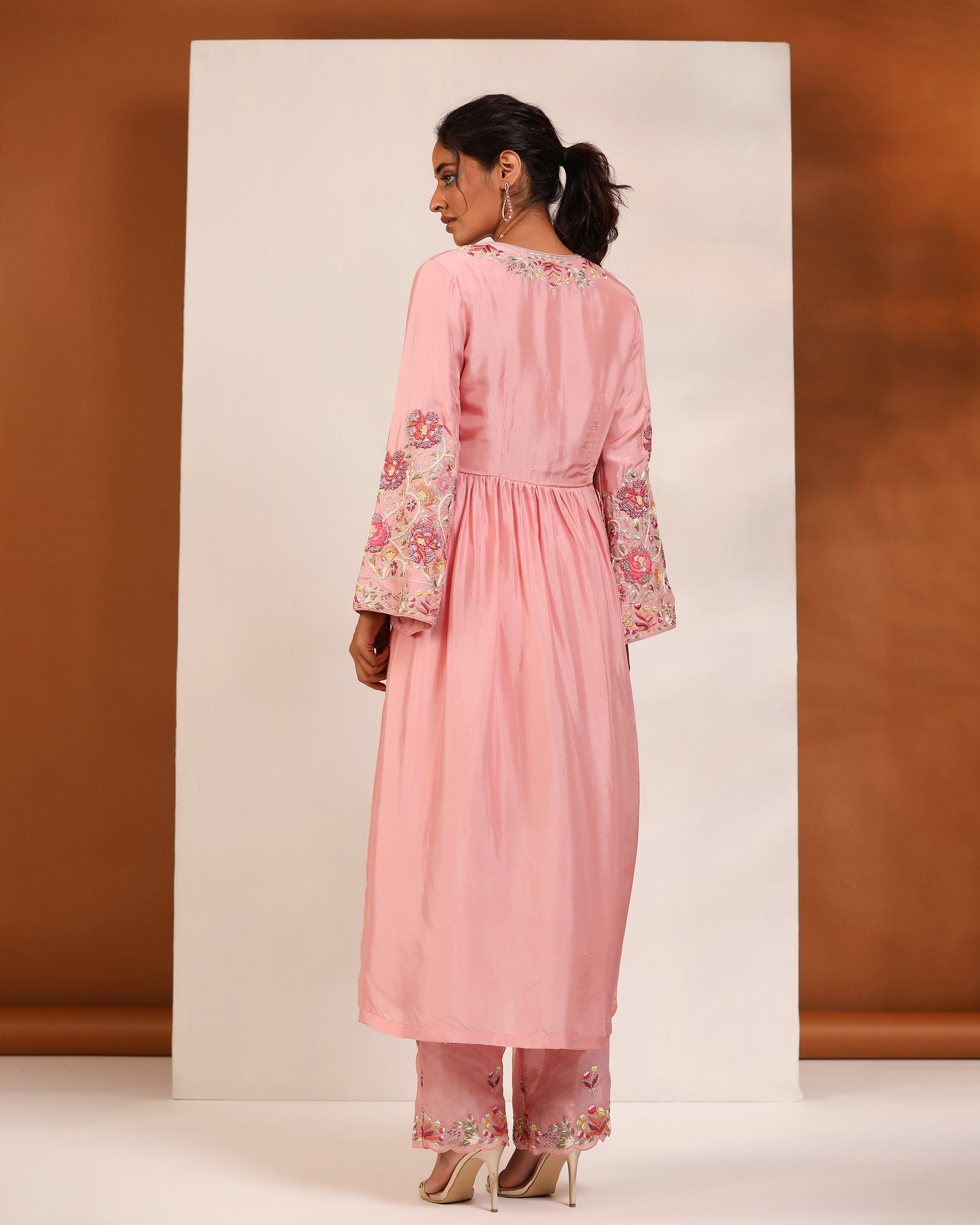 Pink zardozi suit with dupatta