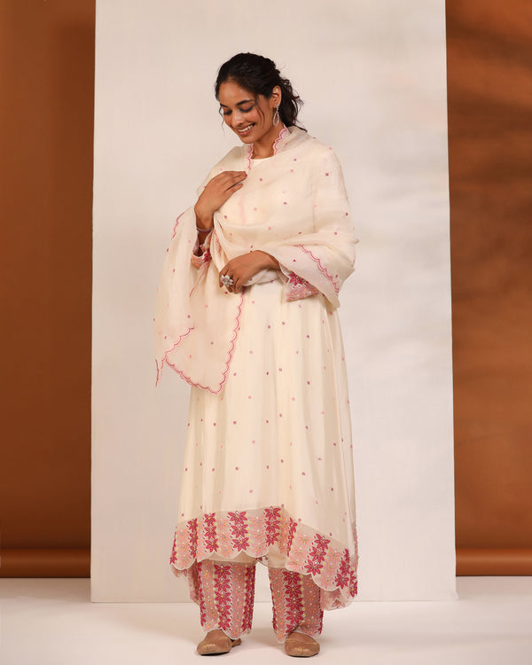 Off white applique work suit