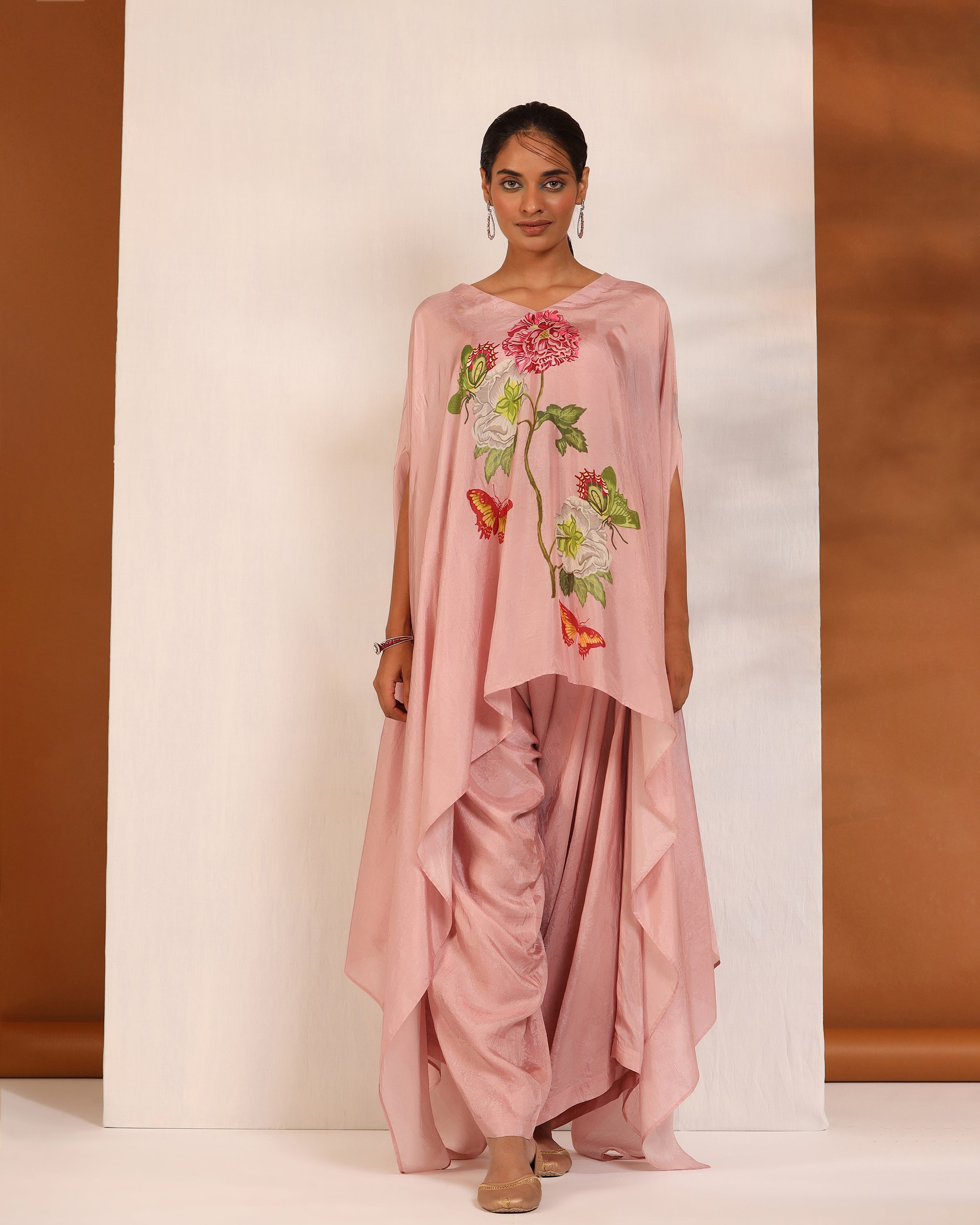 Old rose  asymmetric cape