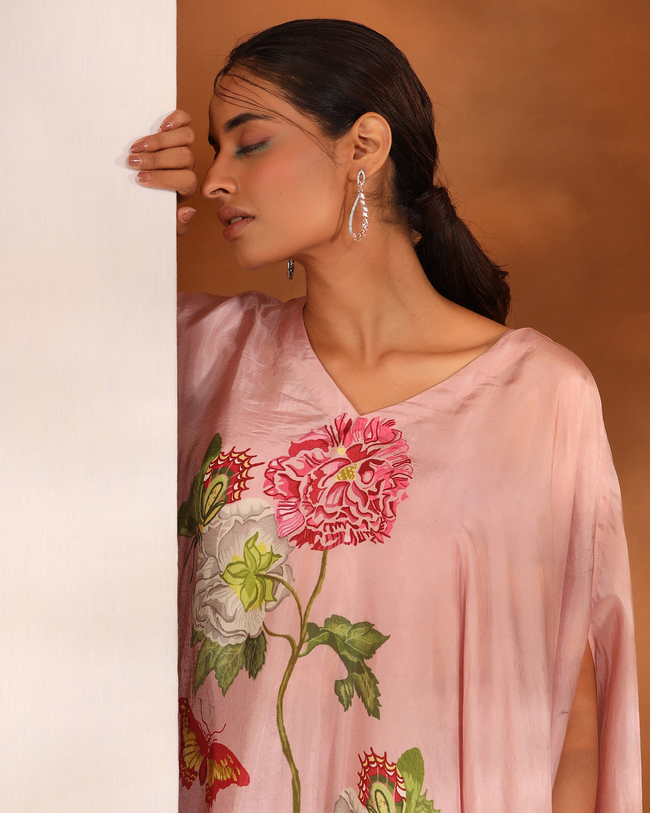 Old rose  asymmetric cape