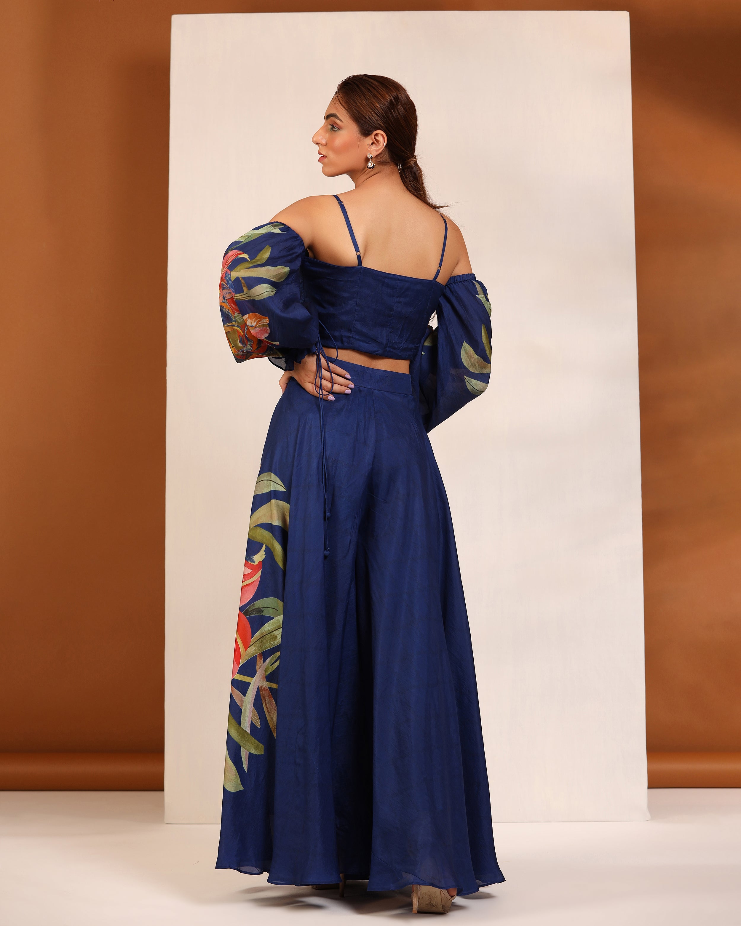 Indigo blue big floral co-ord set