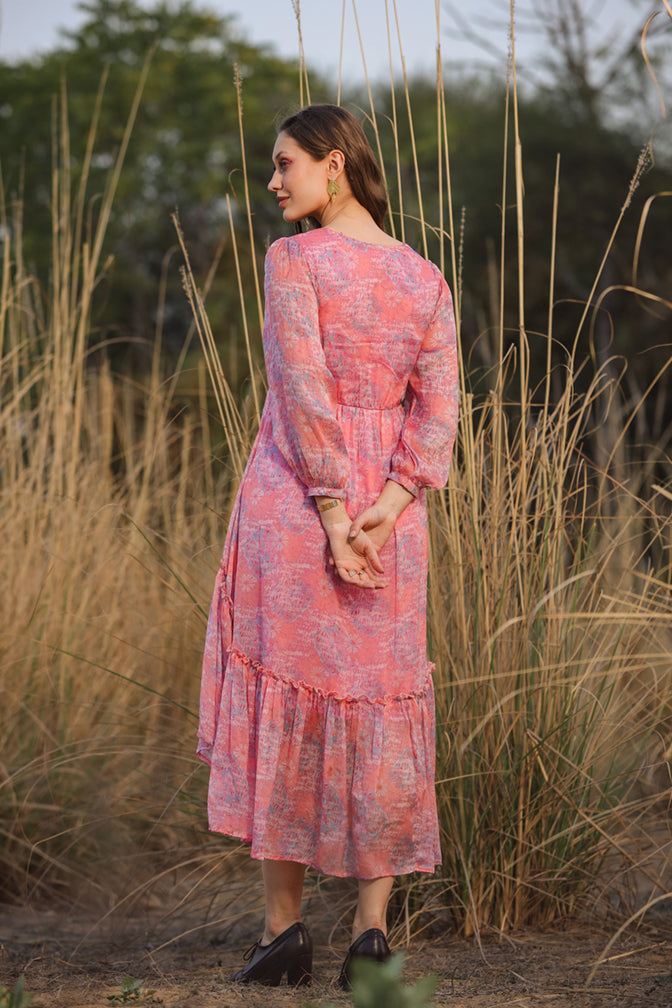 Peach gathered dress
