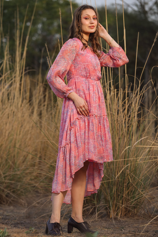 Peach gathered dress