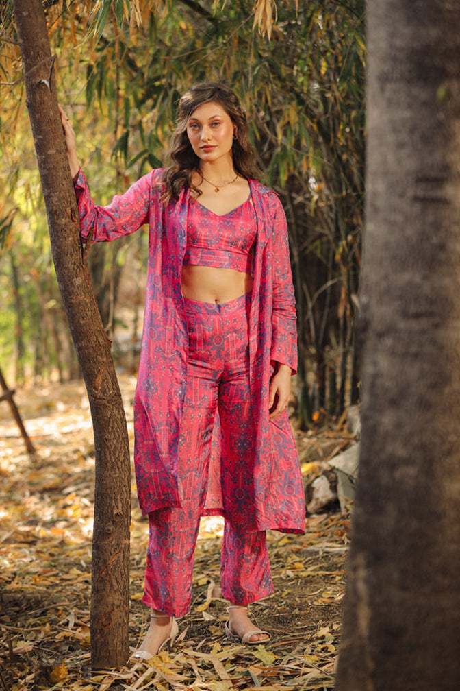 Pink soft silk set
