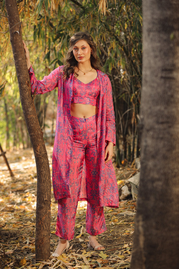 Pink soft silk set