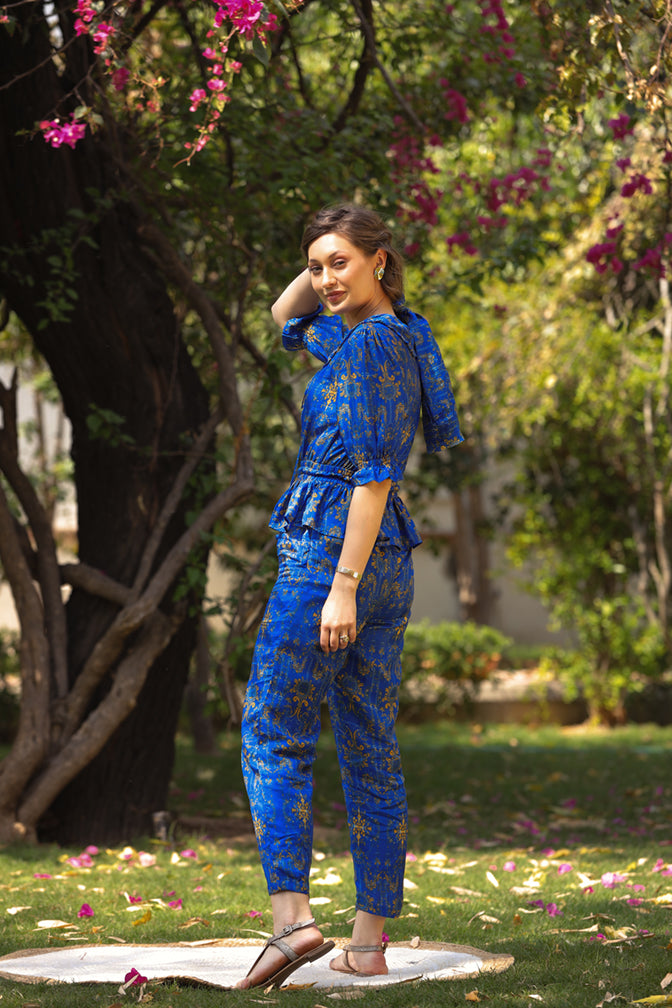 Blue peplum top