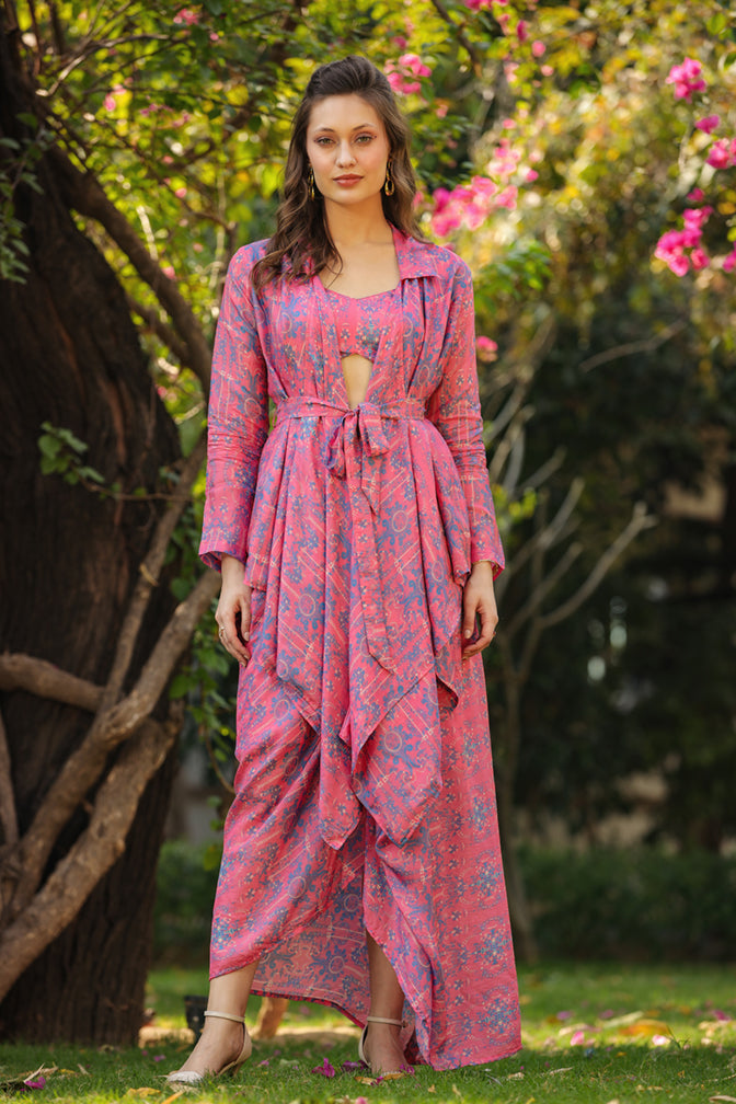 Rose Pink Jacket skirt set