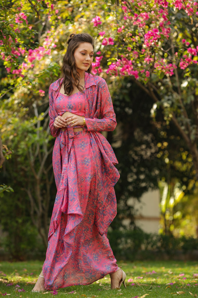 Rose Pink Jacket skirt set