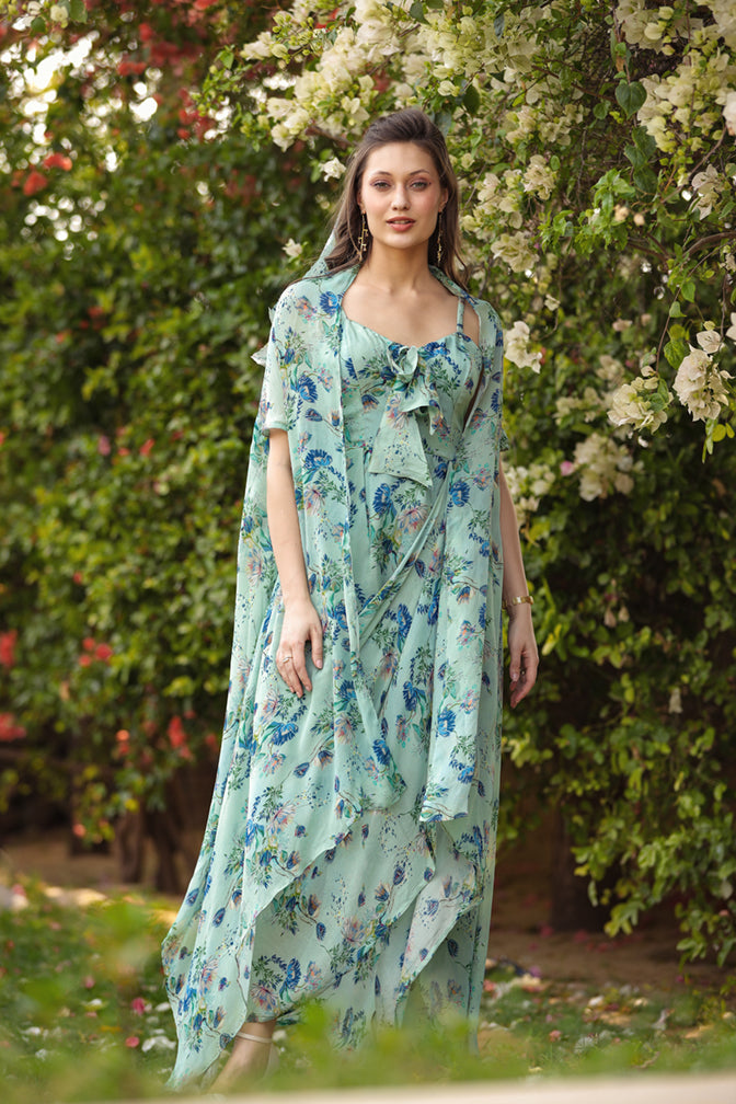 Floral Dress and cape