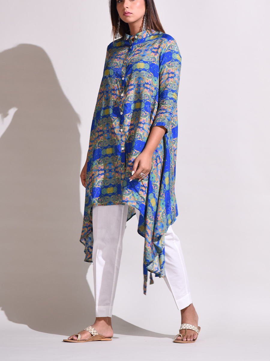 Blue Handcrafted Silk Tunic