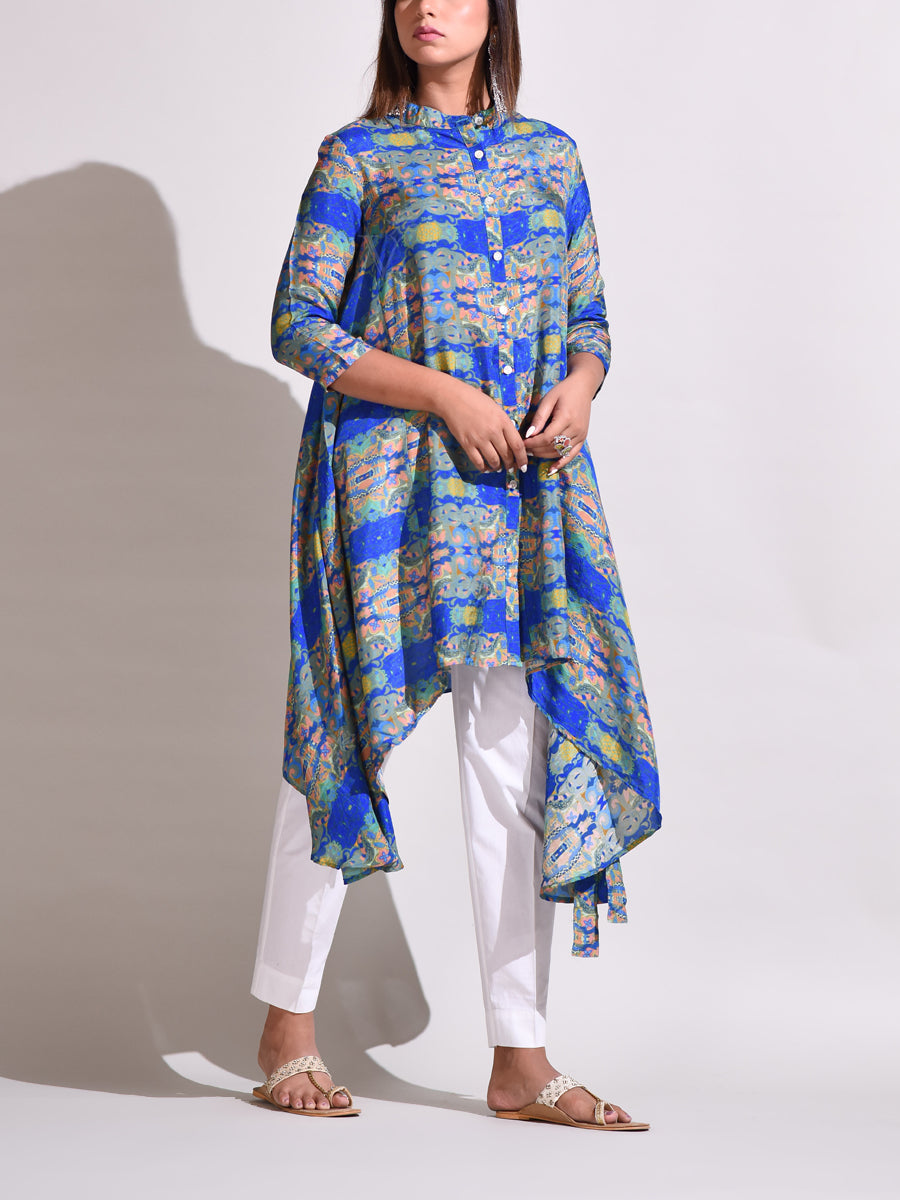 Blue Handcrafted Silk Tunic