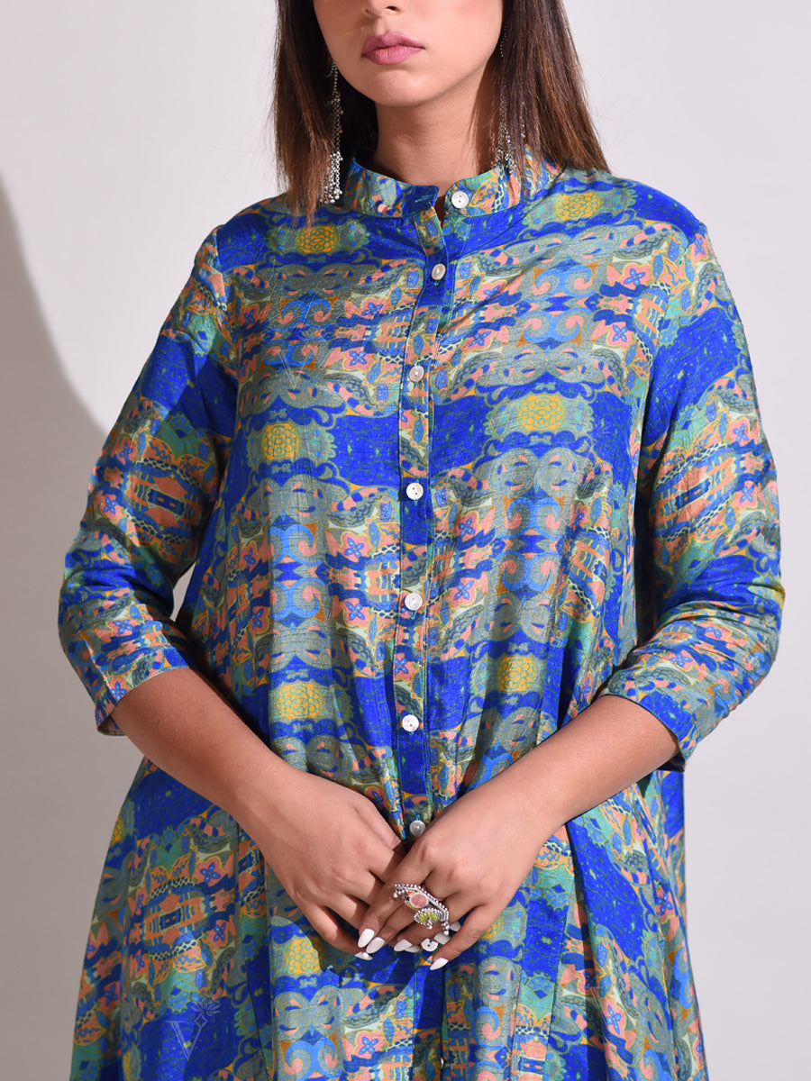 Blue Handcrafted Silk Tunic