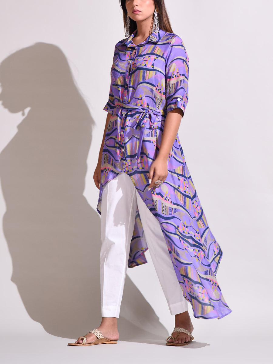 Lavendar Handcrafted Silk Tunic