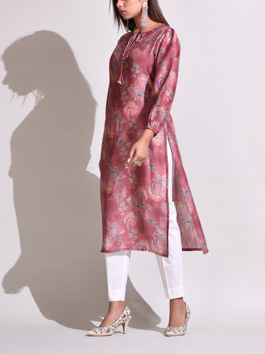 Brown Handcrafted Silk Kurti