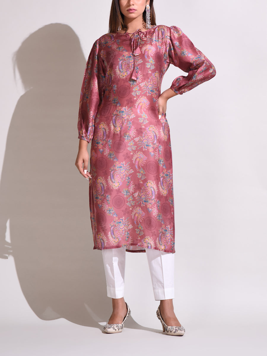 Brown Handcrafted Silk Kurti