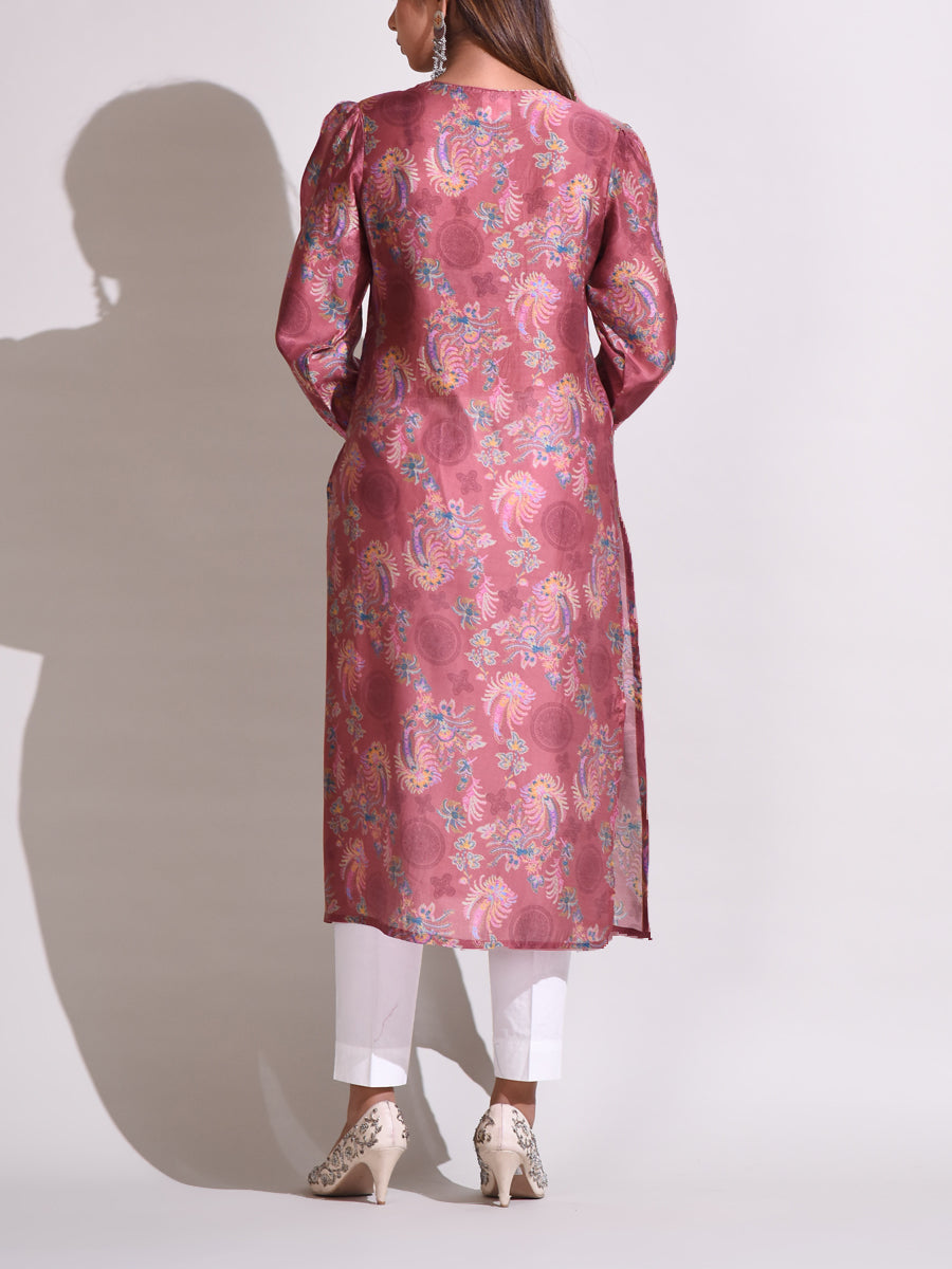 Brown Handcrafted Silk Kurti