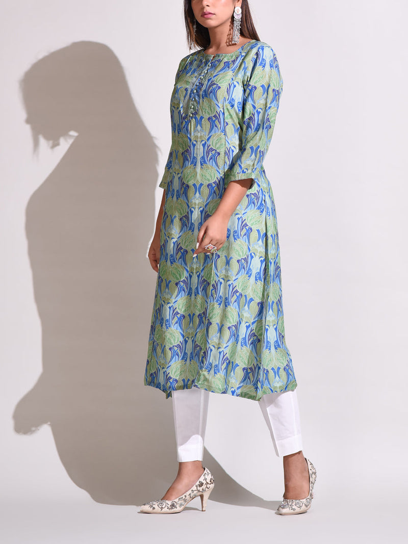 Blue Jaipur Craft Silk Kurti