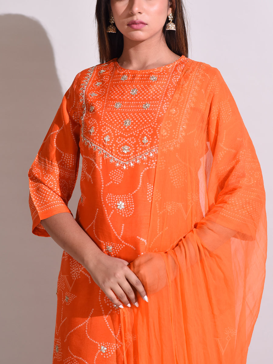 Orange Silk Suit Set