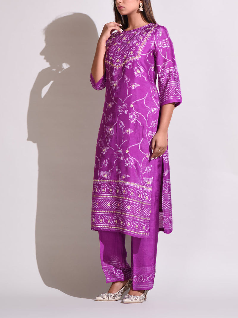 Purple Silk Suit Set