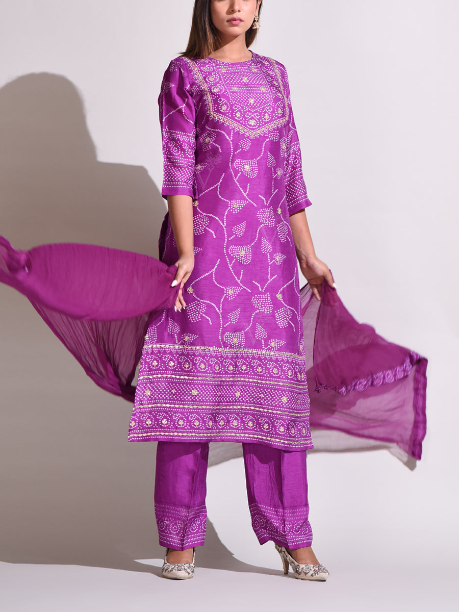 Purple Silk Suit Set