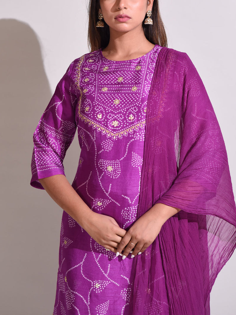 Purple Silk Suit Set