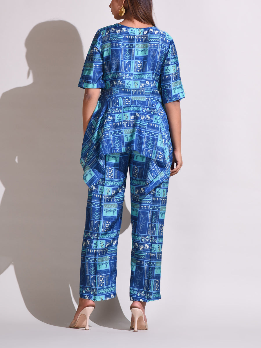 Blue Silk Pant Set