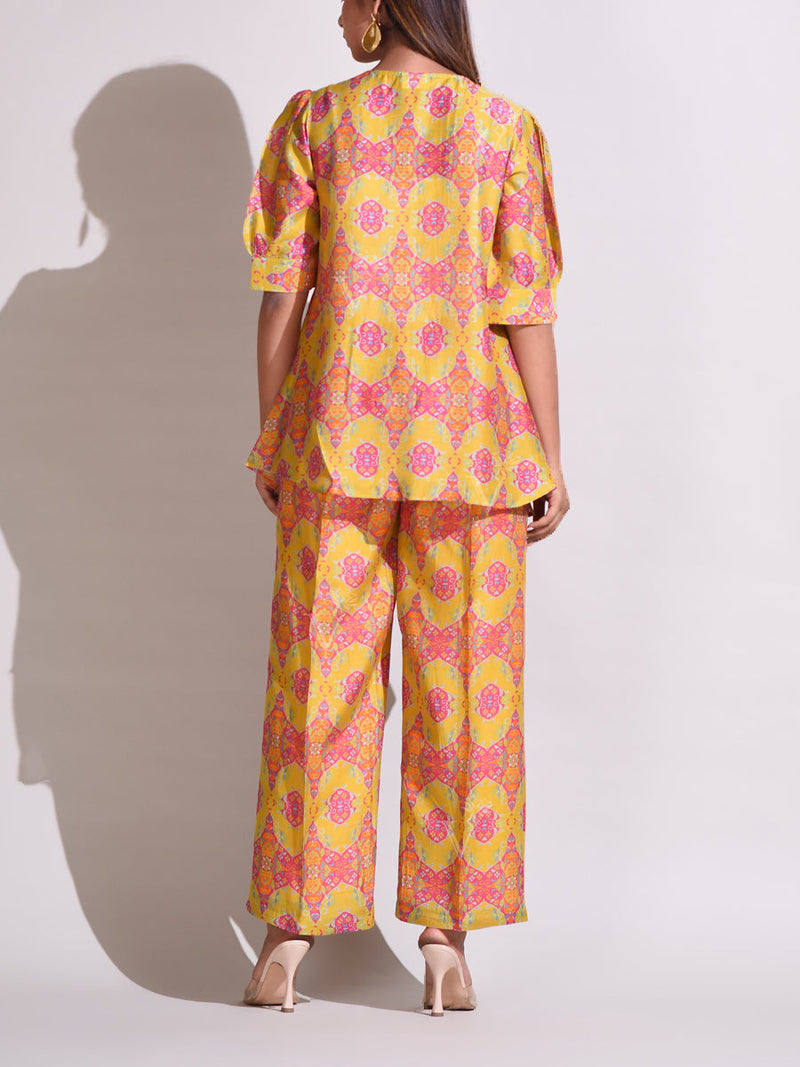 Yellow Silk Pant Set