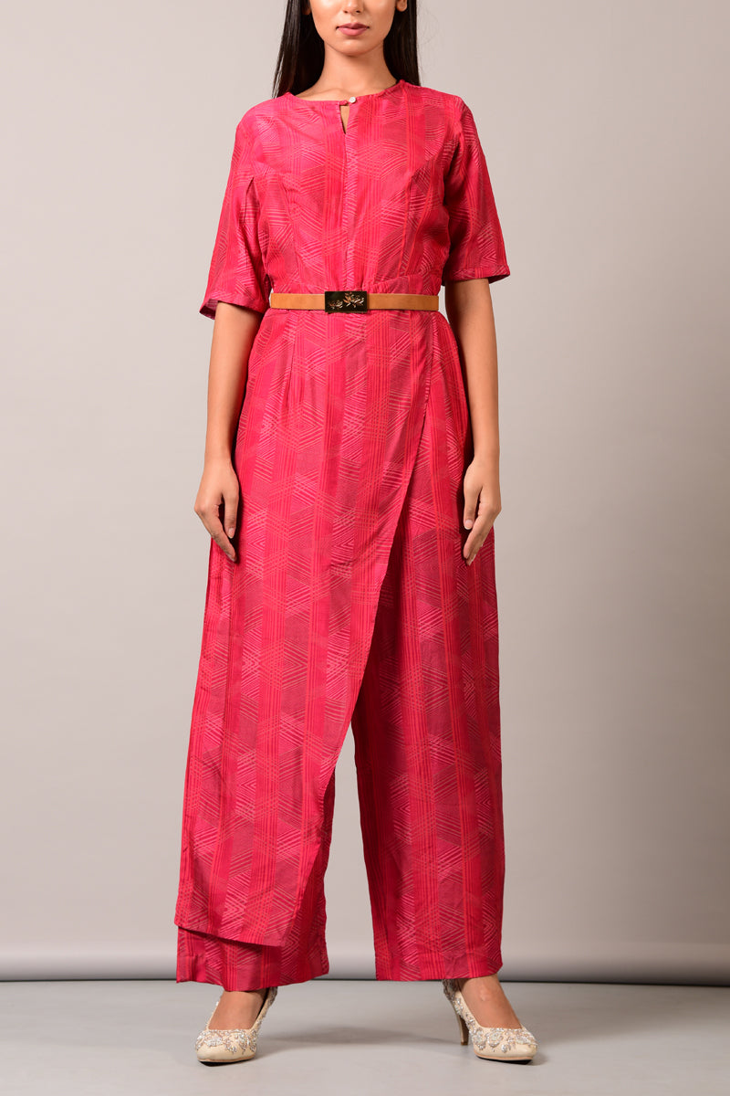 Red Overlap Jumpsuit