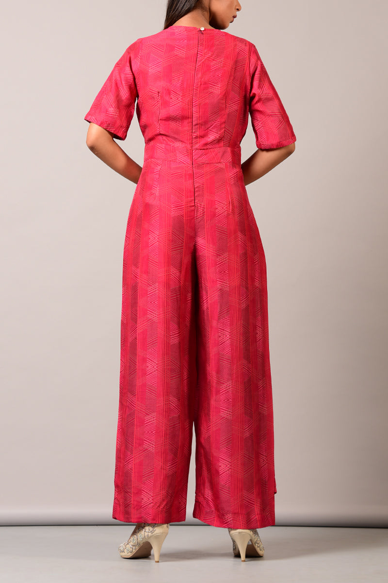 Red Overlap Jumpsuit