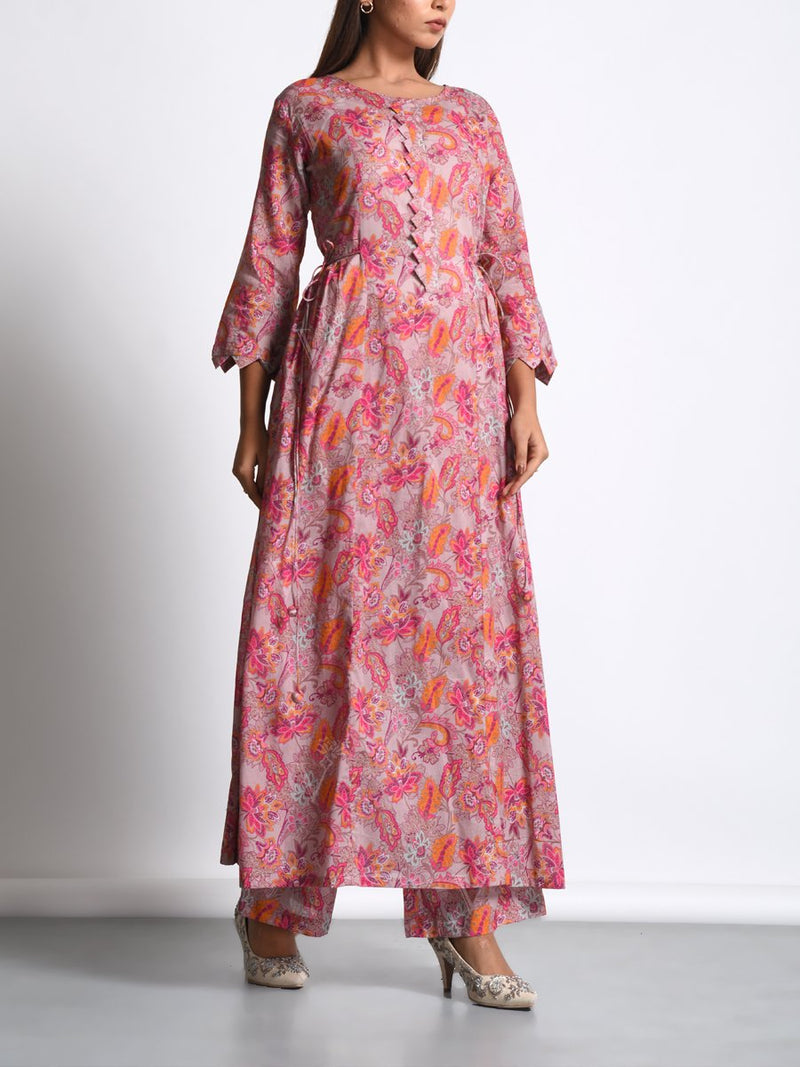 Pink Botanical Printed Kurta Set