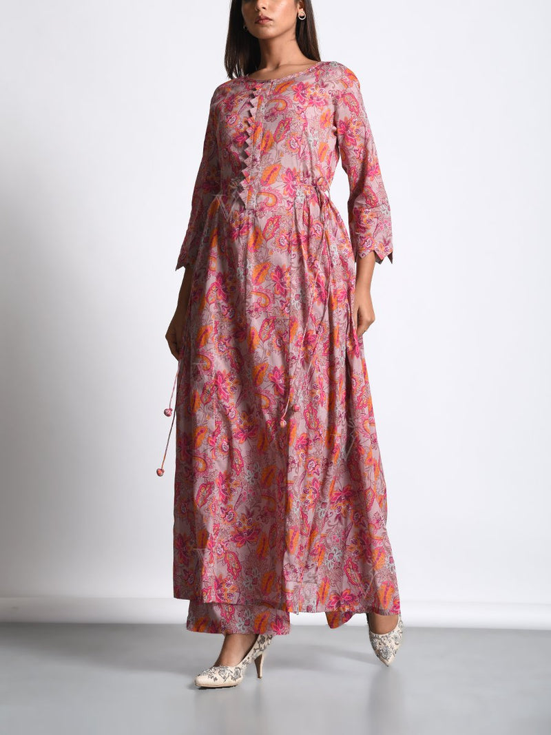 Pink Botanical Printed Kurta Set