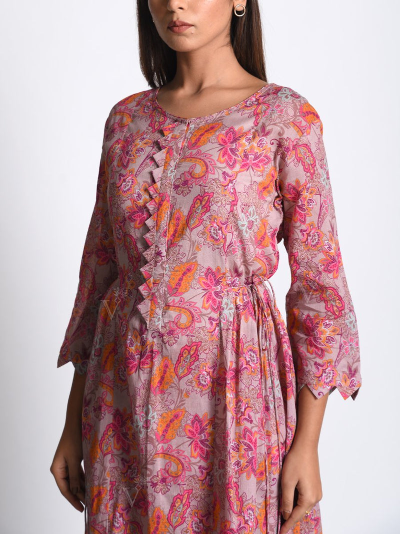 Pink Botanical Printed Kurta Set