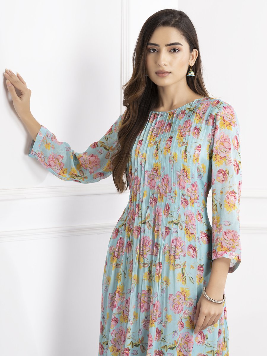 Aqua pink kurta set