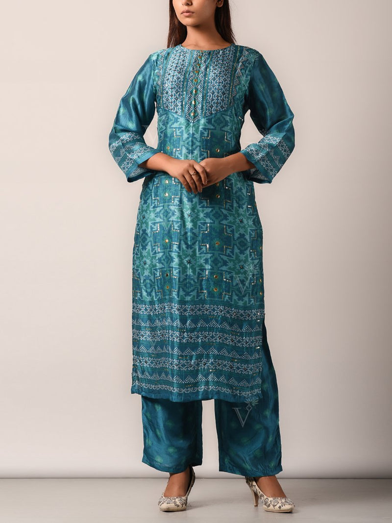 Suit set, Suits, Suit, Traditional, Traditional wear, Traditional outfit, Printed, Highlighted, Light weight, Silk, Silk suit