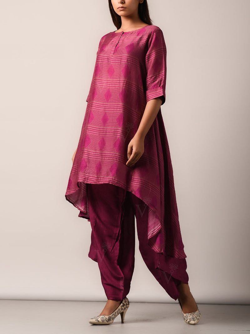 Kurta set, Kurta, Asymmetric, Silk, Printed, Silk pant set, Geometrical, Light weight