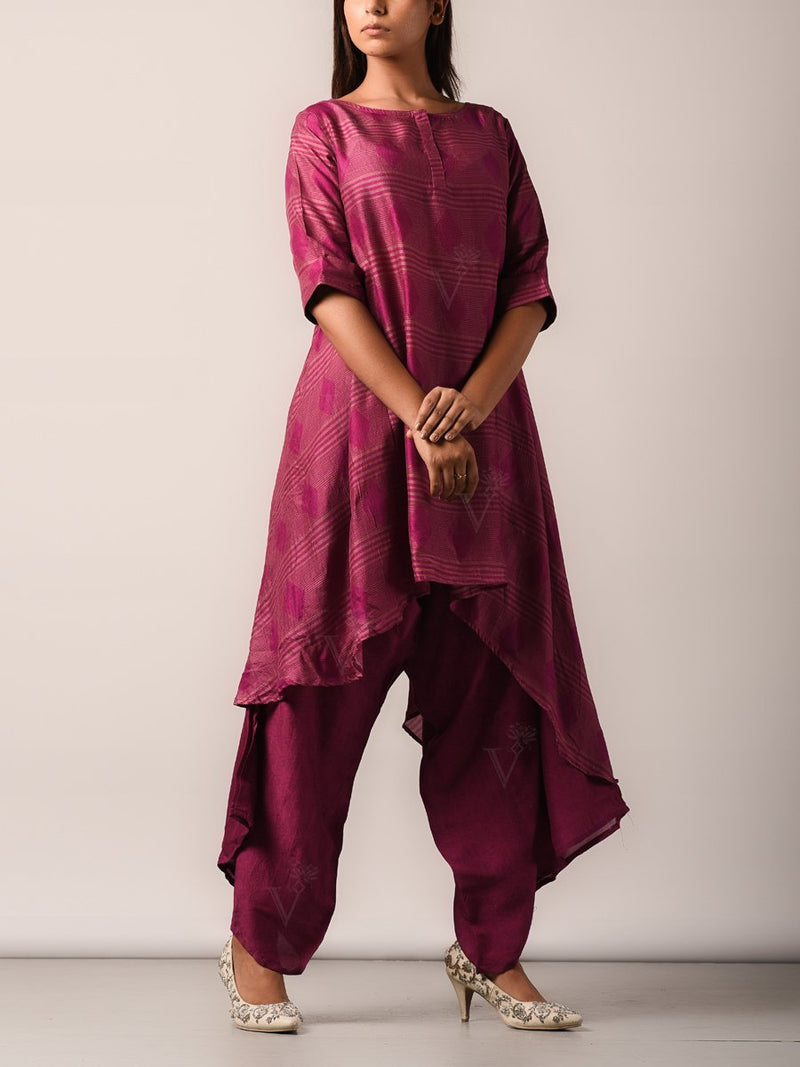 Kurta set, Kurta, Asymmetric, Silk, Printed, Silk pant set, Geometrical, Light weight
