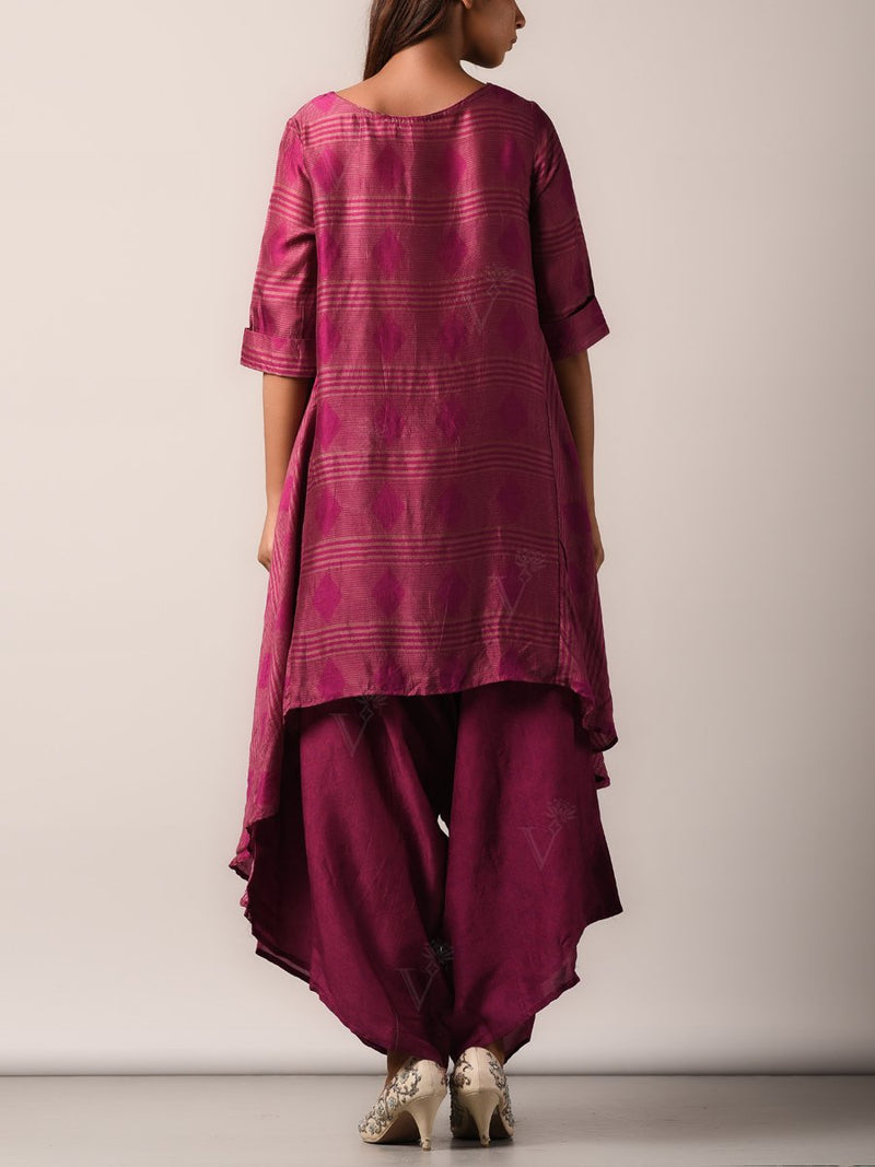 Kurta set, Kurta, Asymmetric, Silk, Printed, Silk pant set, Geometrical, Light weight
