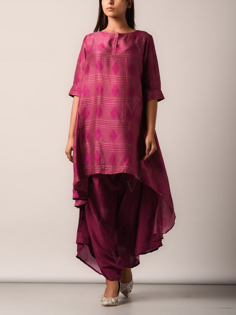 Kurta set, Kurta, Asymmetric, Silk, Printed, Silk pant set, Geometrical, Light weight