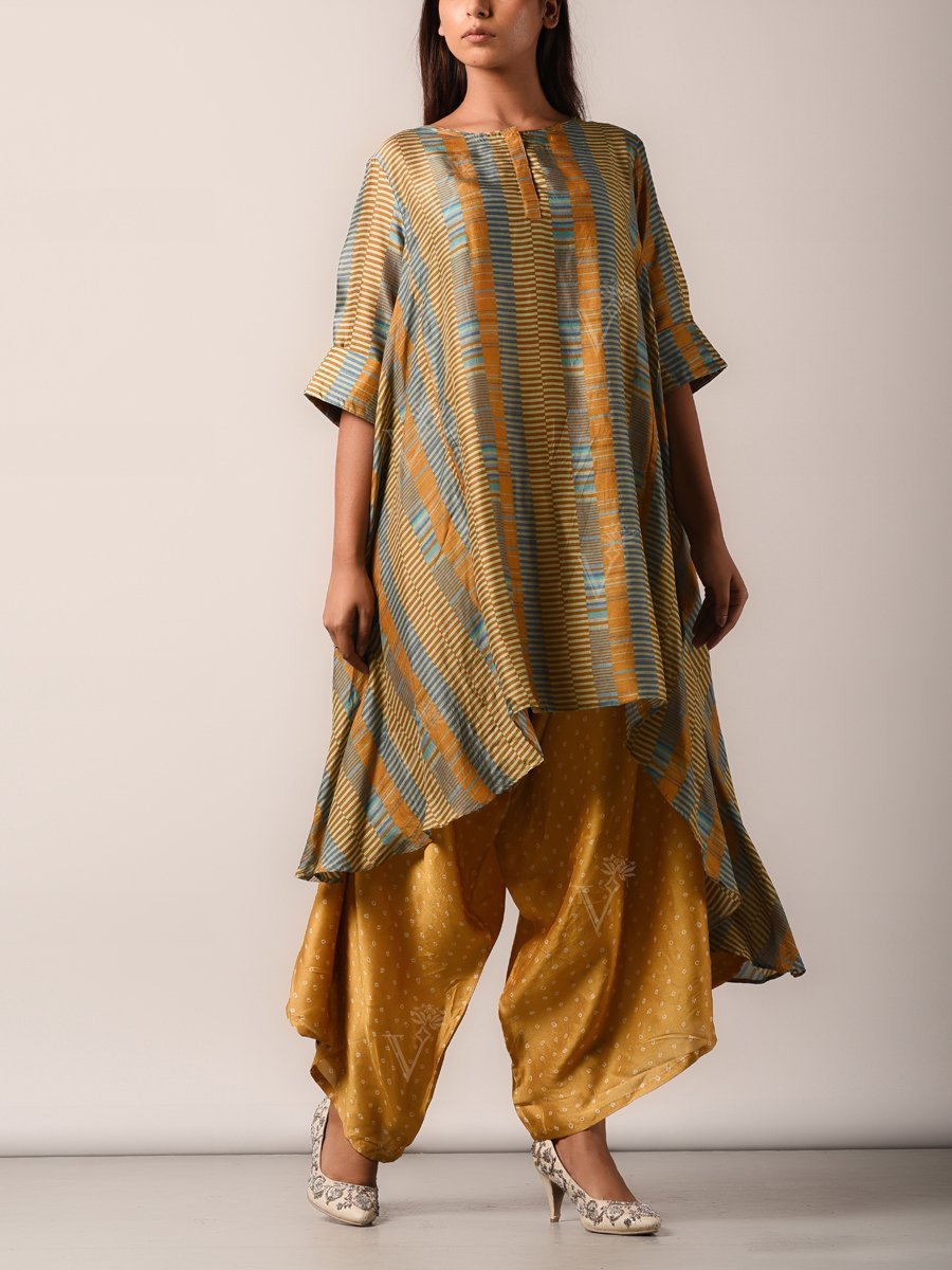 Pant set, Pants, Kurta set, Kurta, Geometrical, Stripes, Traditional, Fusion wear, Indo western, Light weight, Printed, Silk