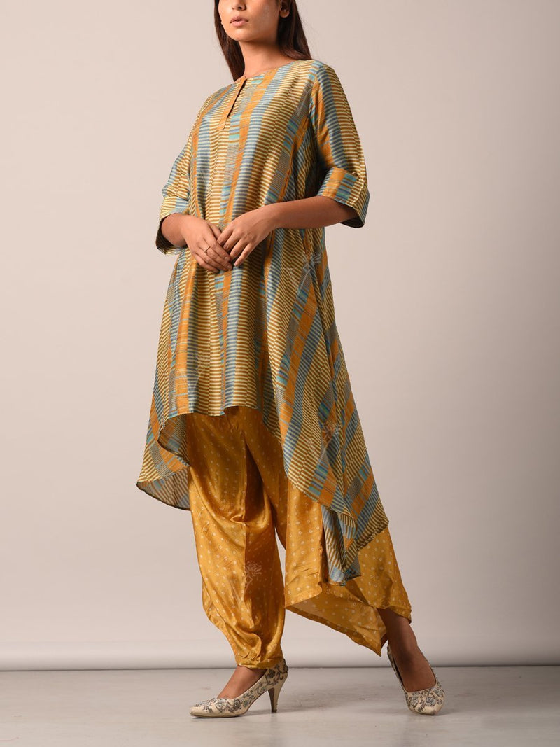 Pant set, Pants, Kurta set, Kurta, Geometrical, Stripes, Traditional, Fusion wear, Indo western, Light weight, Printed, Silk