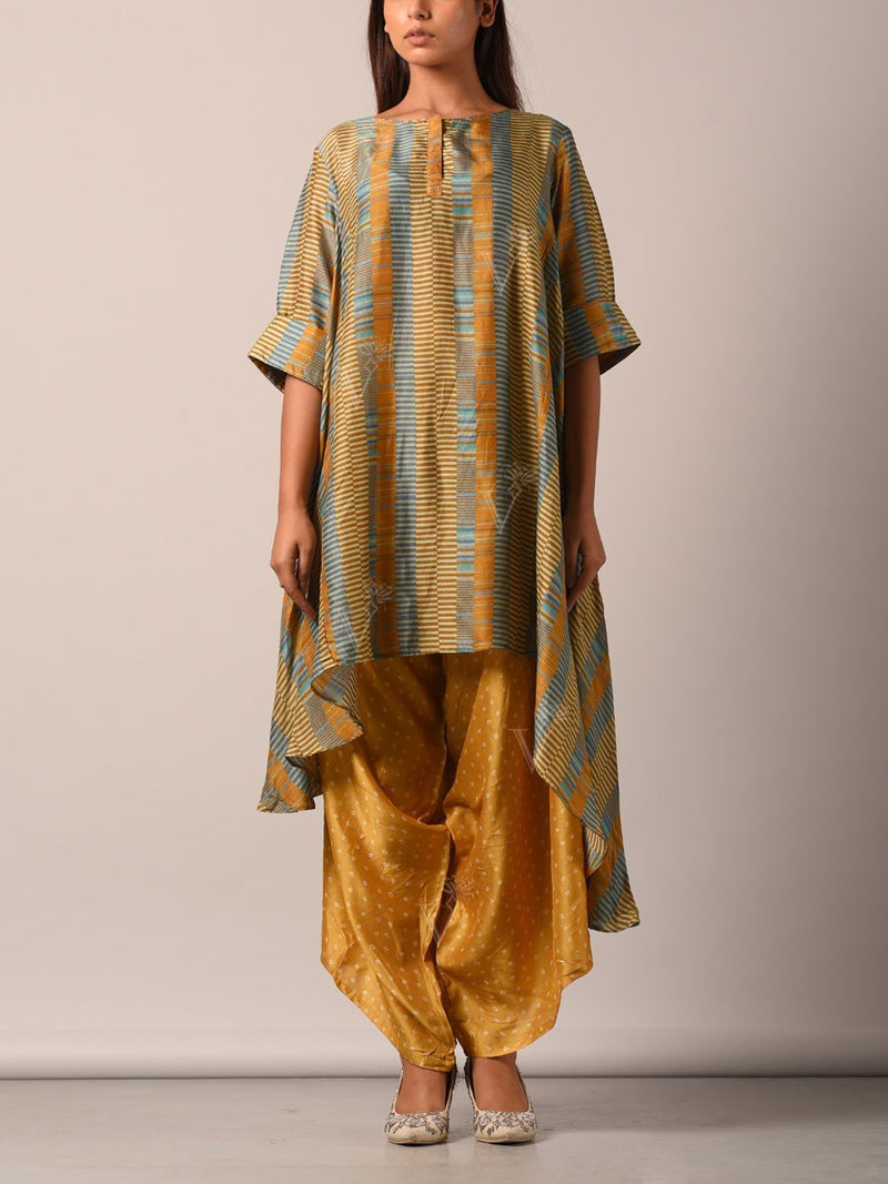 Pant set, Pants, Kurta set, Kurta, Geometrical, Stripes, Traditional, Fusion wear, Indo western, Light weight, Printed, Silk
